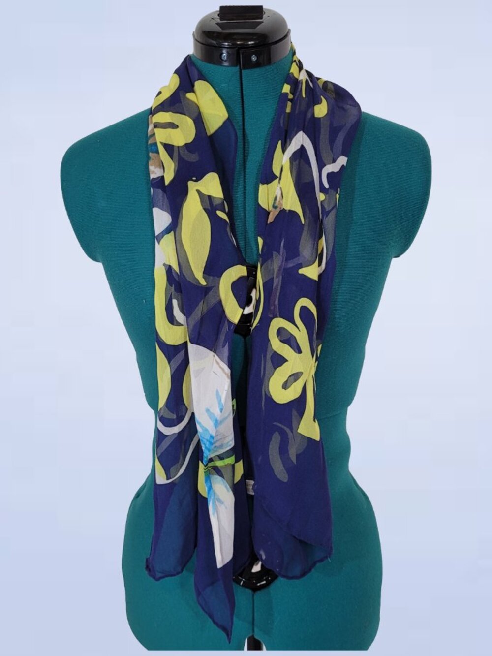 Tropical Floral Silk Chiffon Long Rectangle Scarf